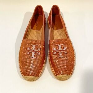 Brand New Tory Burch Men's Orange Crystal Logo Espadrille size 9